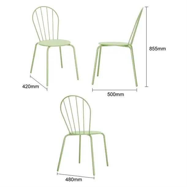 Fabrieksprijs HorecaTraders stapelbare stoelen | staal | lichtgroen | 85,5(h) x 48(b)cm | 4 stuks
