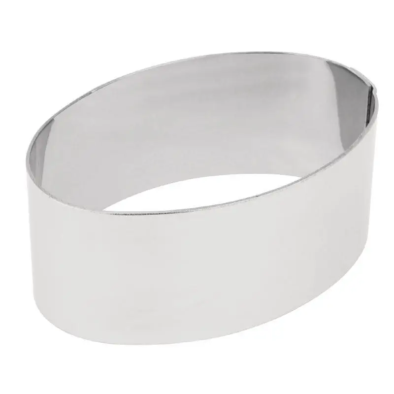 HorecaTraders Taartvorm RVS Ovaal | 7,5 x 4,5 cm Premium