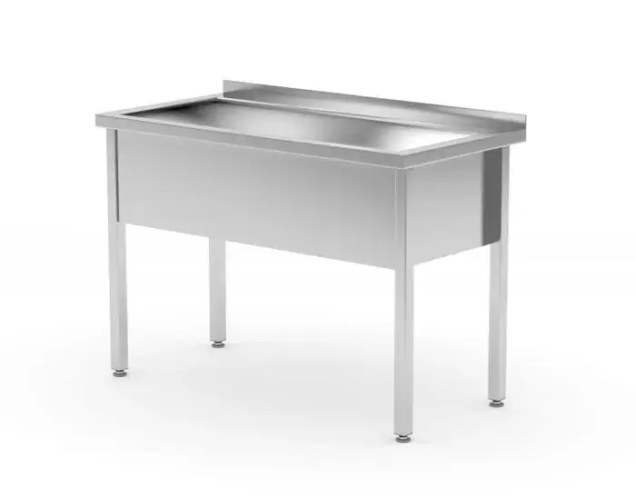 Beperkt Aanbod HorecaTraders Tafel met enkele spoelbak - gelast | RVS| Hoogte verstelbaar | 80x60x(H)85cm