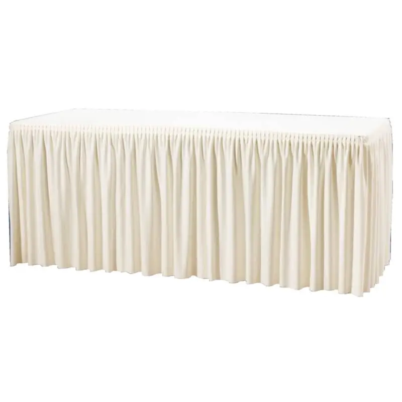 Direct Verzonden HorecaTraders Tafelrok | crème - plissé | 73cm(h) x 75cm(b) x 182cm