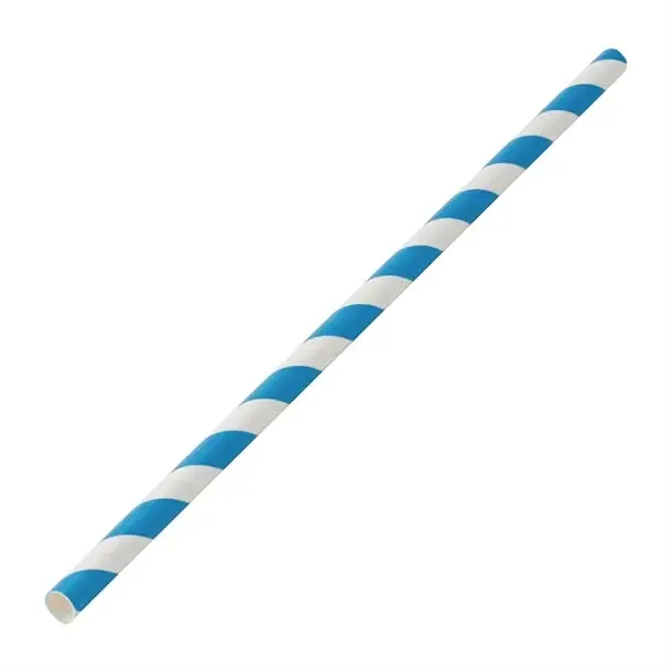 HorecaTraders Utopia biologisch afbreekbare papieren rietjes blauw gestreept (250 stuks) Lage Prijs