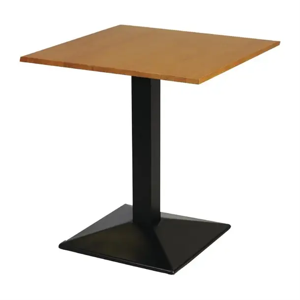 HorecaTraders vierkante tafel op voetstuk met metalen onderstel en blad van zacht eikenhout | 700x700 mm Goedkoop