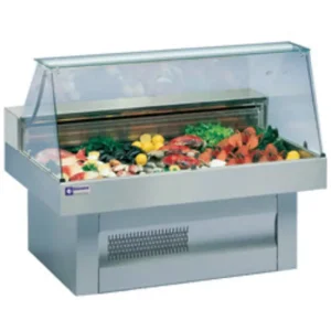 Lage Prijs HorecaTraders Vitrine Toonbank Vis | Gebogen Ruiten | Gekoeld 0 / +2 ºC | 1500x1000x(h)1195mm