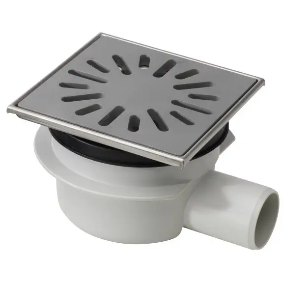Gratis Retour HorecaTraders Vloerput | 150 x 150 mm | RVS 304 | horizontale aansluiting| 0,70 l/s
