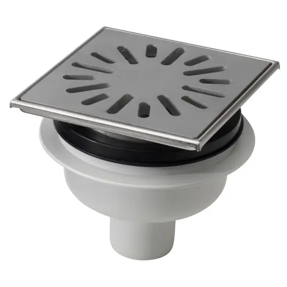 HorecaTraders Vloerput | 150 x 150 mm | RVS 304 | verticale aansluiting| 1,00 l/s Merkproduct
