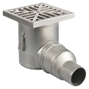 Laatste Versie HorecaTraders Vloerput | 200 x 200 mm | RVS 304 | horizontale aansluiting| 3,70 l/s
