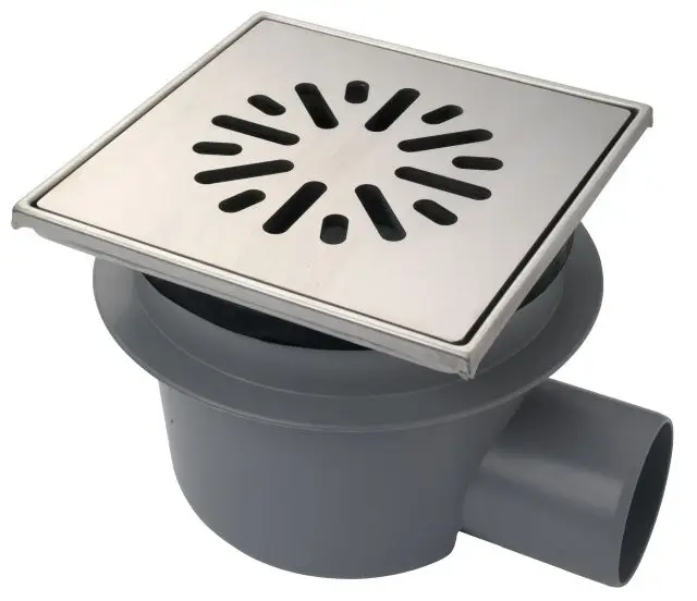 Veilige Betaling HorecaTraders Vloerput | 200 x 200 mm | RVS 304 | horizontale aansluiting| 1,30 l/s
