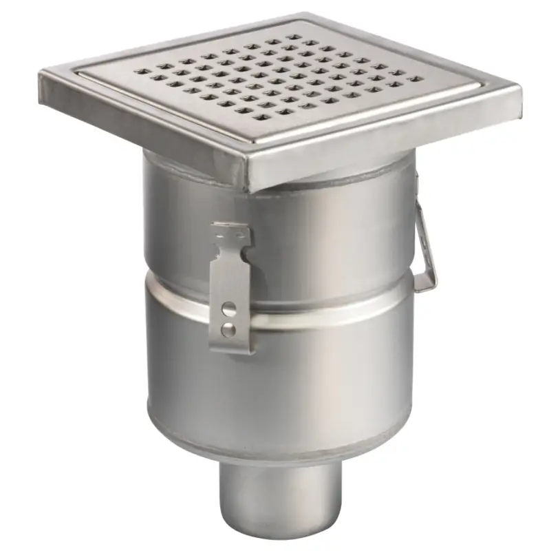 HorecaTraders Vloerput | 200x 200 mm | RVS 304 | verticale aansluiting| 3,70 l/s Nu Kopen