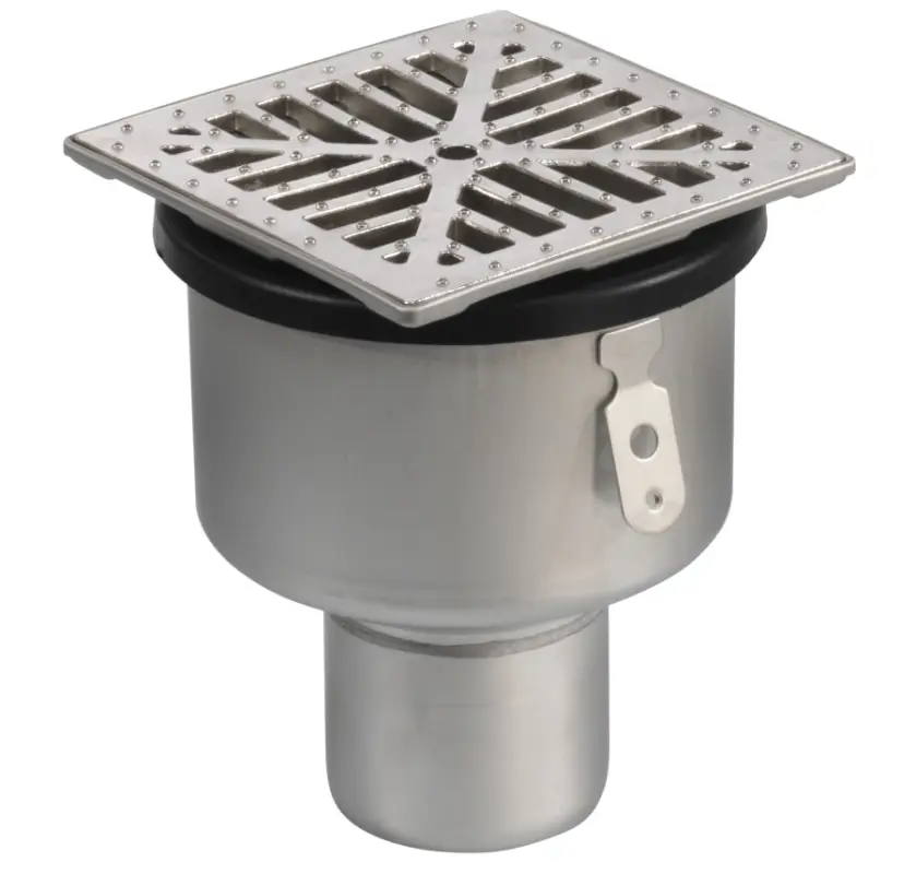Lage Prijs HorecaTraders Vloerput | 145 x 145 mm | RVS 304 | verticale aansluiting| 1,40 l/s