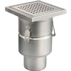 Koopje HorecaTraders Vloerput | 200x 200 mm | RVS 304 | verticale aansluiting| 3,70 l/s