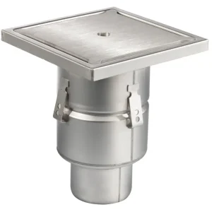 Korting HorecaTraders Vloerput | 250 x 250 mm | RVS 304 | verticale aansluiting| 3,70 l/s