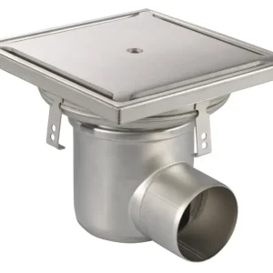 Gecertificeerd HorecaTraders Vloerput | 300 x 300 mm | RVS 304 | horizontale aansluiting| 3,70 l/s