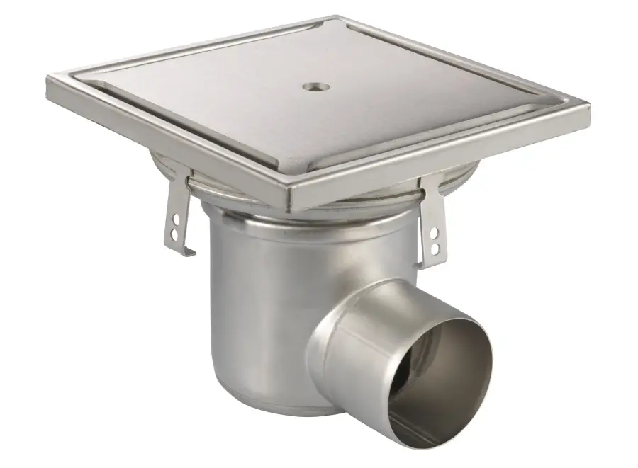 Hoge Kwaliteit HorecaTraders Vloerput | 300 x 300 mm | RVS 304 | horizontale aansluiting| 3,70 l/s