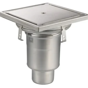 Hoge Kwaliteit HorecaTraders Vloerput | 300 x 300 mm | RVS 304 | verticale aansluiting| 3,70 l/s