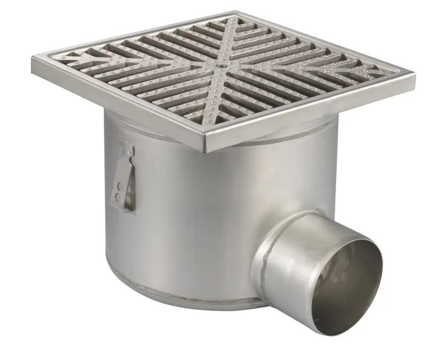 Laatste Kans HorecaTraders Vloerput | 300 x 300 mm | RVS 304 | horizontale aansluiting| 7,80 l/s