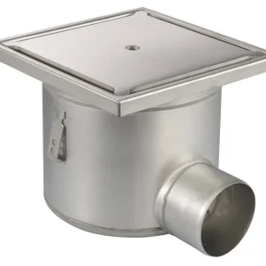 Lage Prijs HorecaTraders Vloerput | 300 x 300 mm | RVS 304 | horizontale aansluiting| 7,80 l/s
