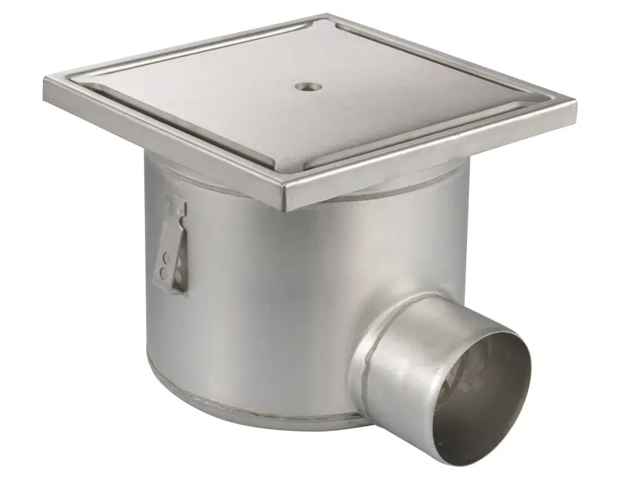 Lage Prijs HorecaTraders Vloerput | 300 x 300 mm | RVS 304 | horizontale aansluiting| 7,80 l/s