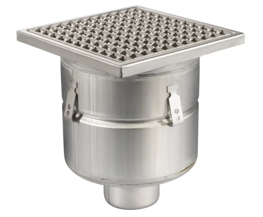 HorecaTraders Vloerput | 300 x 300 mm | RVS 304 | verticale aansluiting| 7,80 l/s Gecertificeerd