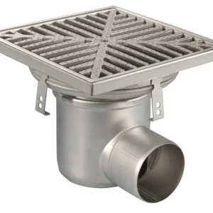Goedkoop HorecaTraders Vloerput | 300 x 300 mm | RVS 304 | horizontale aansluiting| 3,70 l/s