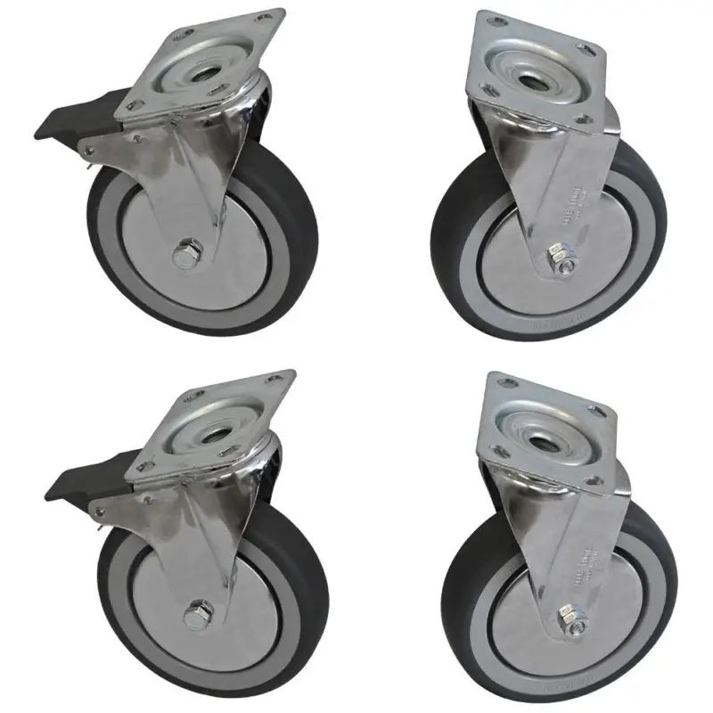 Speciale Aanbieding 4 Wielen kit in RVS voor kast, 2 met rem