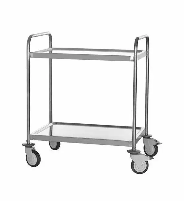 Lineoplus Serveerwagen 2 niveaus RVS 800x580x960mm Speciale Aanbieding