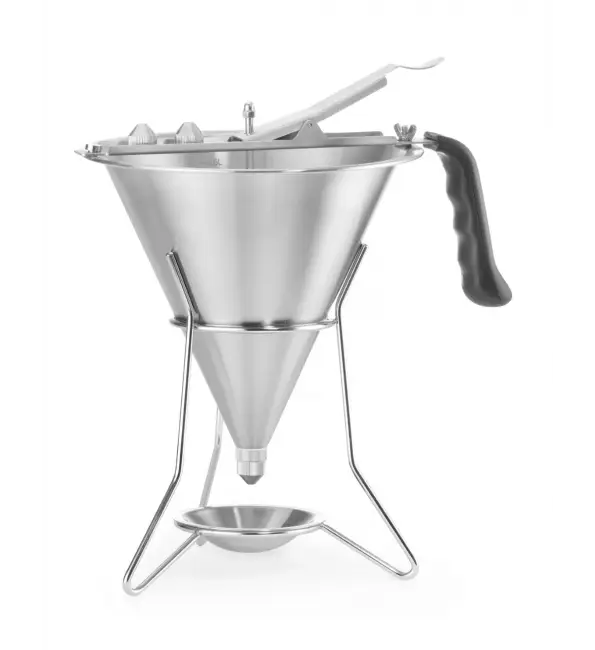 Nu Kopen Hendi Fondanttrechter met houder RVS en 3 spuitmondjes 1,5L 190x220mm