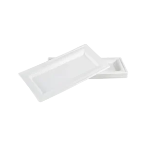 Bagasse Bord rechthoekig suikerriet 26x13cm | 50 stuks Beperkte Voorraad