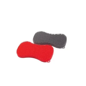 Schuurspons silicone grijs/rood 13x8cm Populair