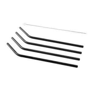 Goedkoop Point-Virgule Cocktailrietjes RVS zwart 20,5cm | 4 stuks
