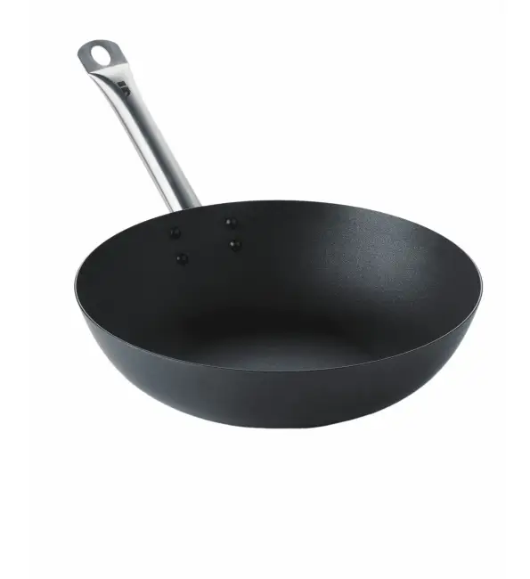 Premium Point-Virgule Wokpan carbonstaal antikleef 30cm