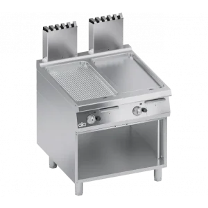 ATA Performance Frytop gas chrome 1/2 vlak - 1/2 geribd met open kast 900L Direct Beschikbaar