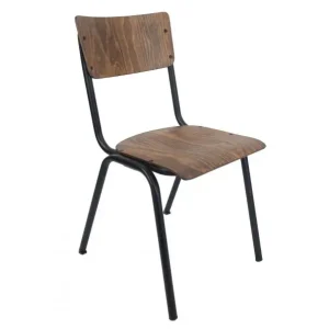 Schoolstoel Retro Vintage Walnut + Black Frame Speciale Aanbieding