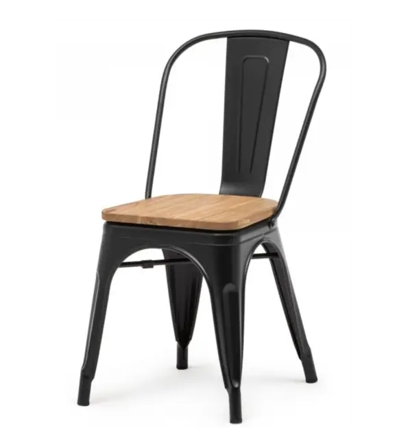 Stoel Hamburg zwart + houten zitting Op = Op