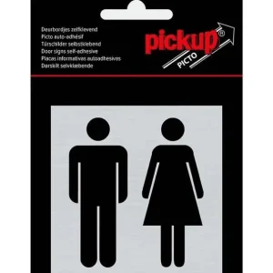 Sticker pictogram alu toiletten man/vrouw 80x80mm Nieuw