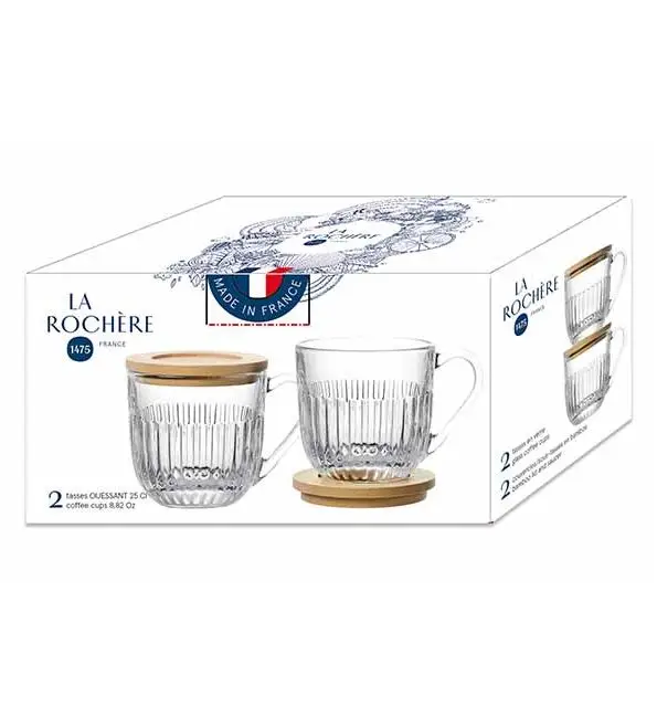 La Rochère Ouessant Theeglas met bamboe deksel 270ml| 2 stuks Aanbieding