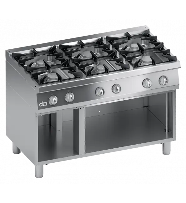 ATA Gasfornuis 6-bek met open kast 1200x700xH850mm Aanbieding