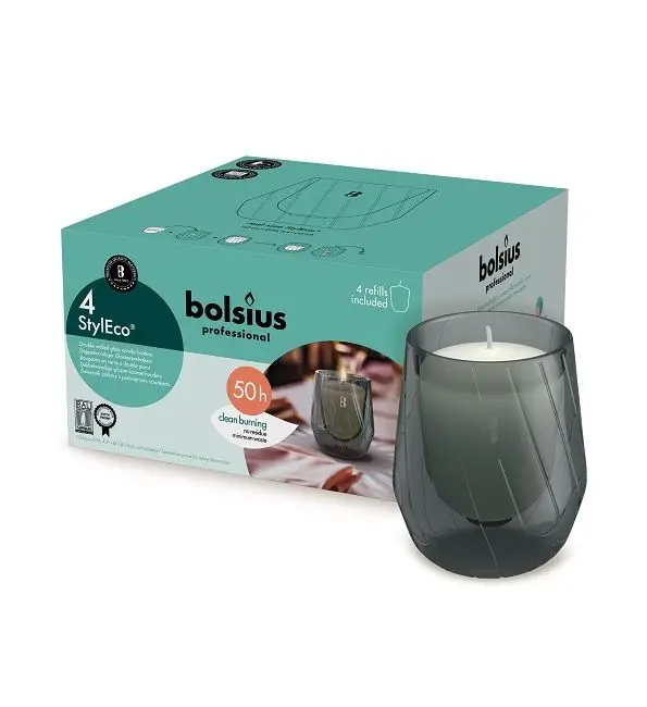 Weekendaanbieding Bolsius StylEco Kaarshouder grijs | 4 stuks