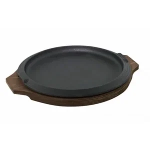 Favoriet Gietijzeren schaal houten blad Ø26cm