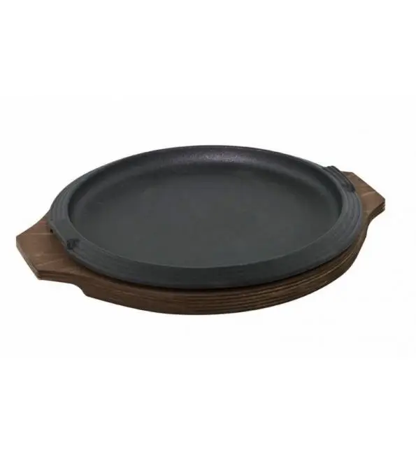 Favoriet Gietijzeren schaal houten blad Ø26cm