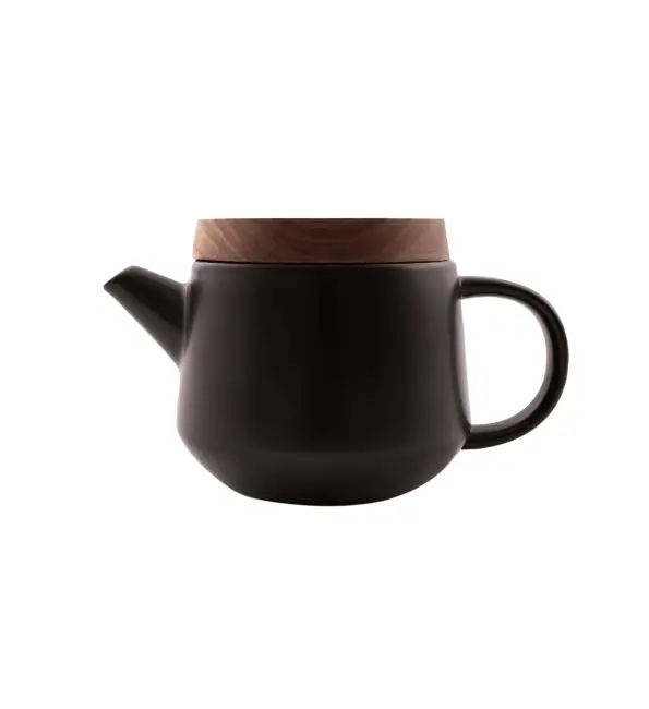 Uitverkoop Point-Virgule Theepot aardewerk deksel acacia zwart 600ml