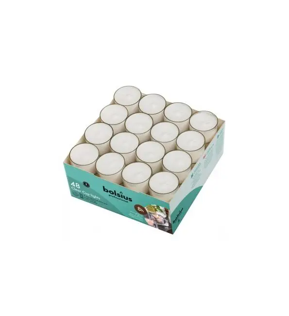 Flitsaanbieding Bolsius Clear Cups 8u transparant | 48 stuks