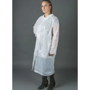 Exclusieve Aanbieding Wegwerpjas met drukknopen wit PE 75x120cm