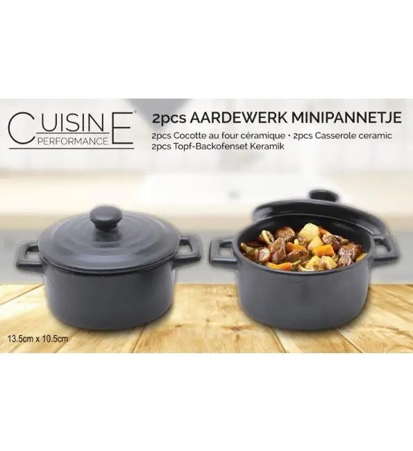 Betrouwbaar Cocotte mat zwart 13,5x10,5cm | 2 stuks