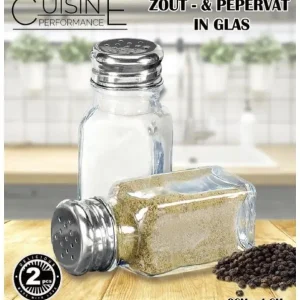 Bestseller Zout- en pepervat glas 9x4cm 2 stuks