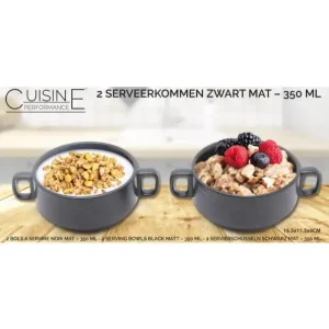 Kommen zwart mat 350ml | 2 stuks Direct Verzonden