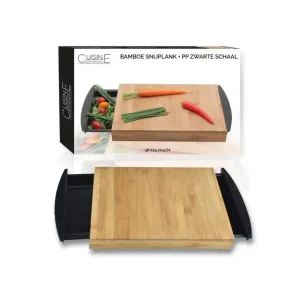 Goedkoop Snijplank bamboe met PP schaal zwart 38x24,7x4cm