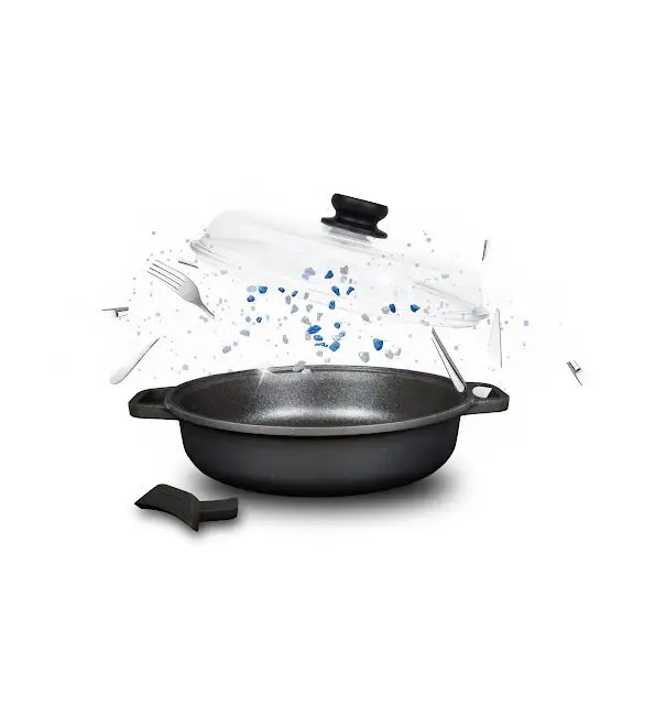 Risoli Blackplus Lage pan met deksel 32cm Superprijs