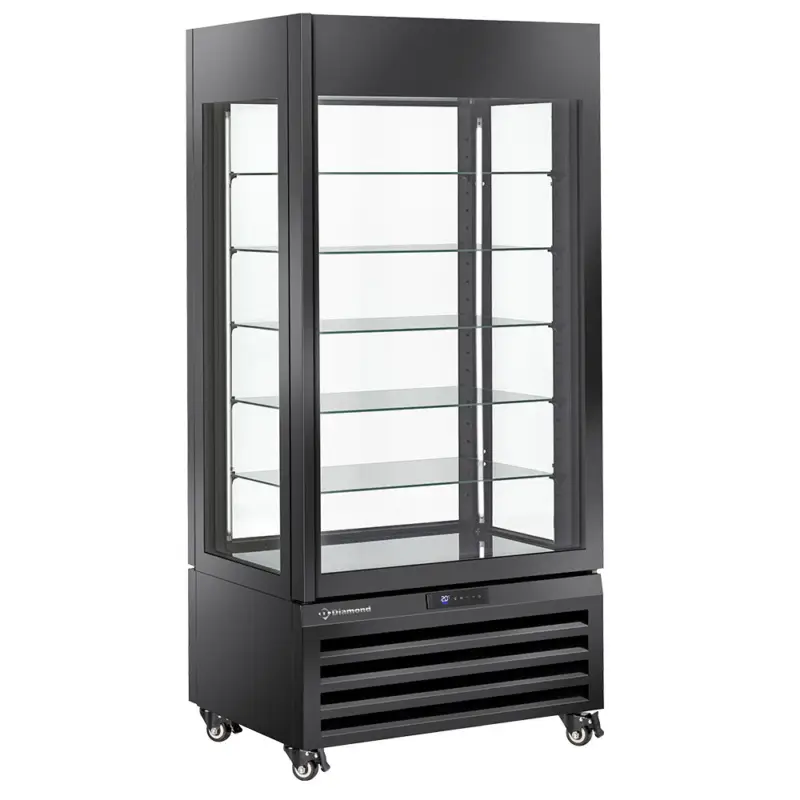 Diamond Koel-/Vriesvitrine | EXALTA | 600L | Zwart | +5°C/-22°C | Geforceerd | 6 Niveaus | Wielen | 900x650x1900mm Gecertificeerd