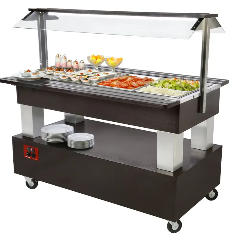 Diamond Gekoeld Buffet | Hout/RVS | 4x 1/1 GN | +2°c/+10°c | Statisch | 1440x950x1370mm Gereduceerde Prijs