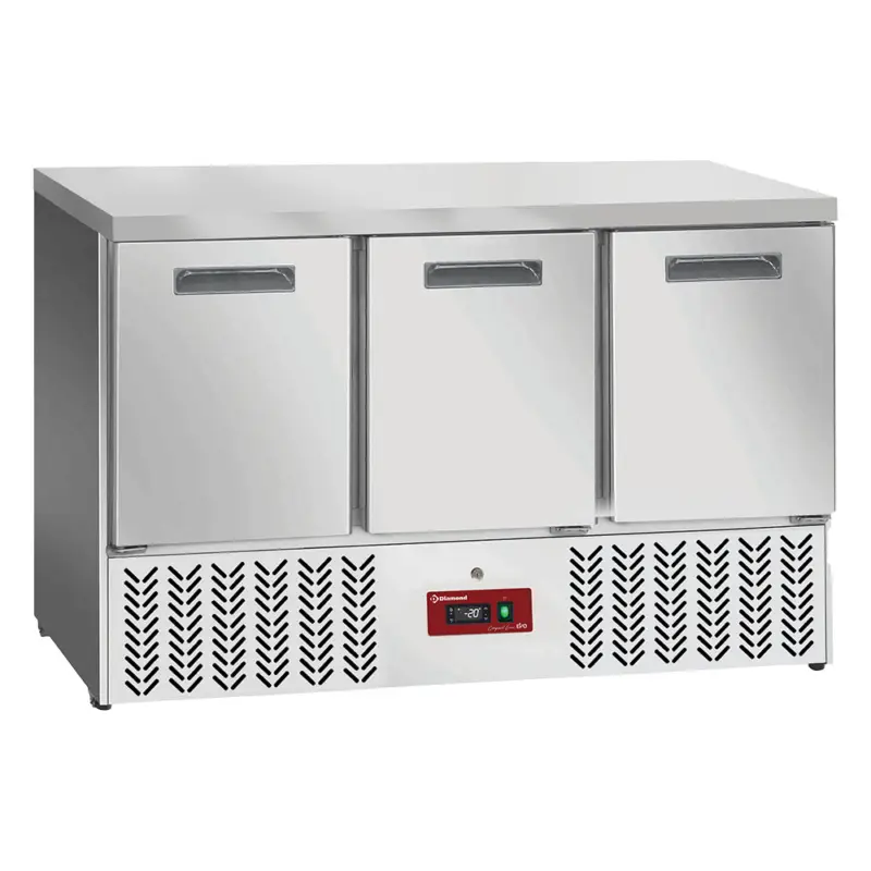 Diamond Vrieswerkbank | Compact Line EVO | 350L | 3 Deuren | −10°C/−18°C | Statisch + Ventilator | Werkblad Afneembaar | Wielen | 1365x700x880mm Populair